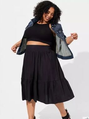 BNWT Torrid Black Tiered Midi Skirt 1X /All-Occasion